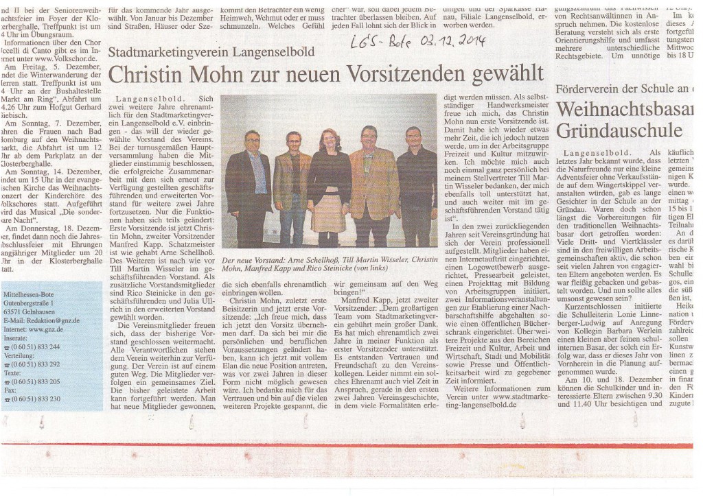141203_Clipping_LGS-Bote Vorstandswahl